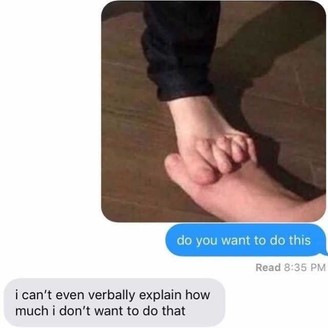 person sendging a photo of their foot interlocking