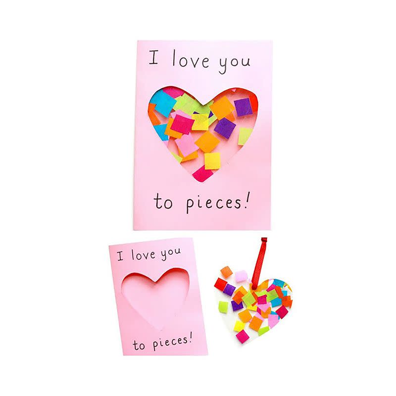 love you to pieces sun catcher card craft 