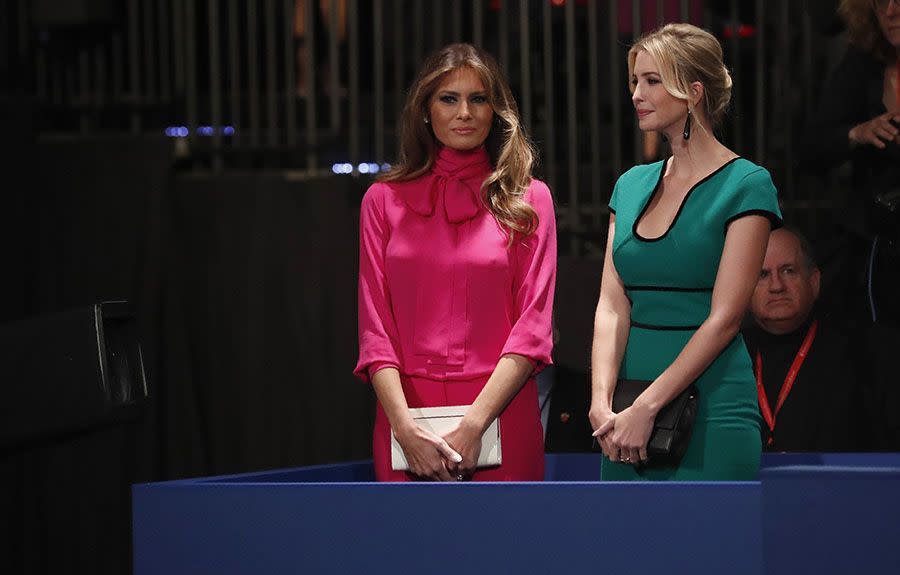 Melania Trump in Gucci beim zweiten TV-Duell der Präsidentschaftskandidaten am 9. Oktober 2016