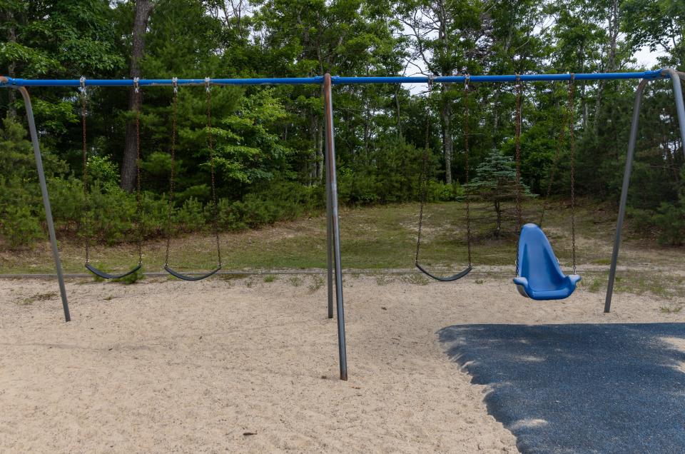 The playground only has one access for people with disabilities to get to the swings.