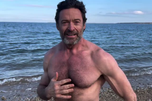 <p>Hugh Jackman Instagram</p> Hugh Jackman rings in 2024 with dip in the ocean