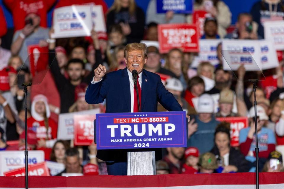 Former president Donald J. Trump spoke before thousands of supporters in the Special Events Center at the Greensboro Coliseum Complex on Saturday, March 2, 2024.