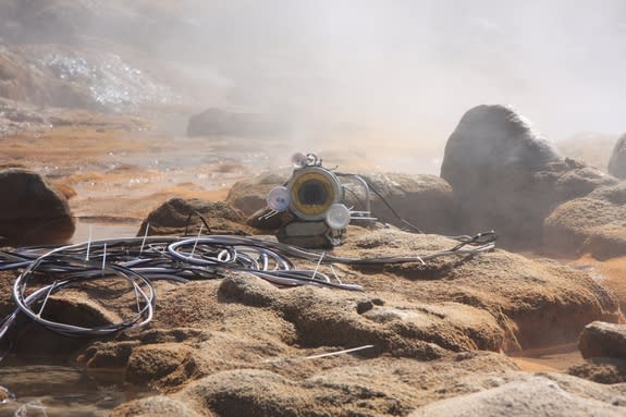 The custom-built geyser video camera used to film eruptions in the Valley of the Geysers, Kamchatka.