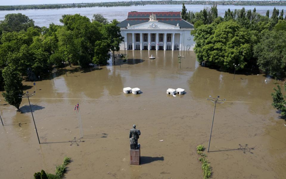 The House of Culture is flooded in Nova Kakhovka - via REUTERS/TASS