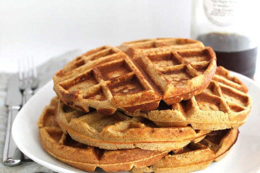 Gluten-Free Cinnamon Roll Protein Waffles