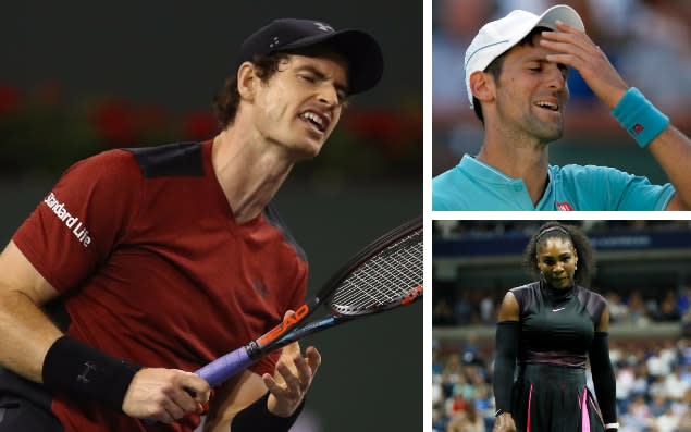 Andy Murray, Novak Djokovic and Serena Williams have all missed the Miami Open through injury - getty images/epa