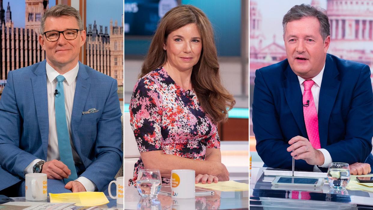 Split image of Ben Shephard, Pip Tomson and Piers Morgan