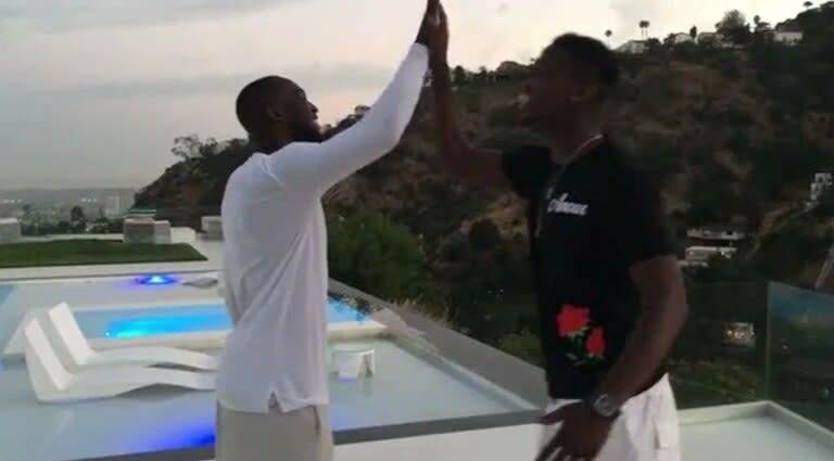 Pogba y Lukaku en Los Angeles, antes de que el belga firme con el Manchester