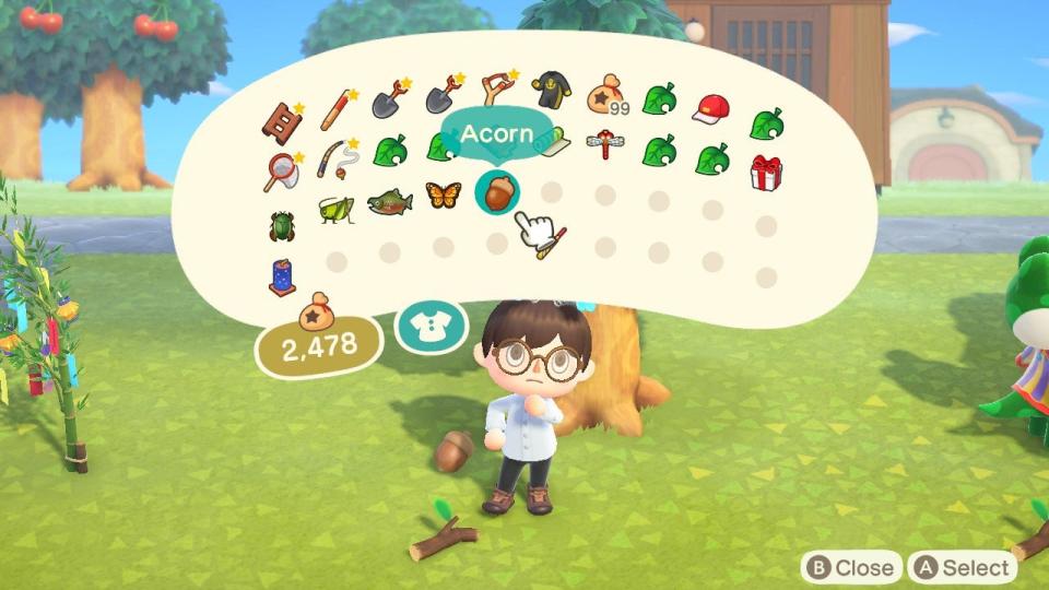 Shake some trees and grab some acorns and pine cones (Nintendo)