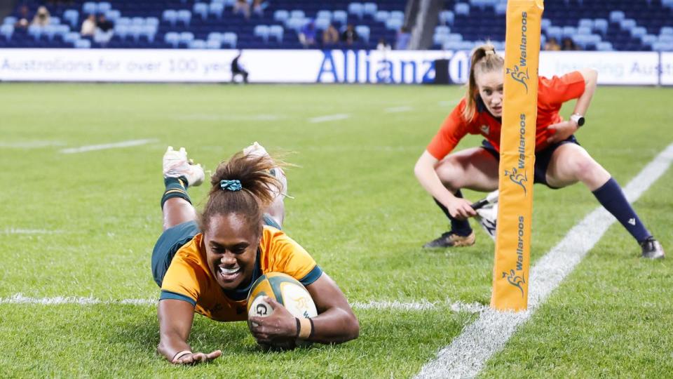 Wallaroos score a try. 