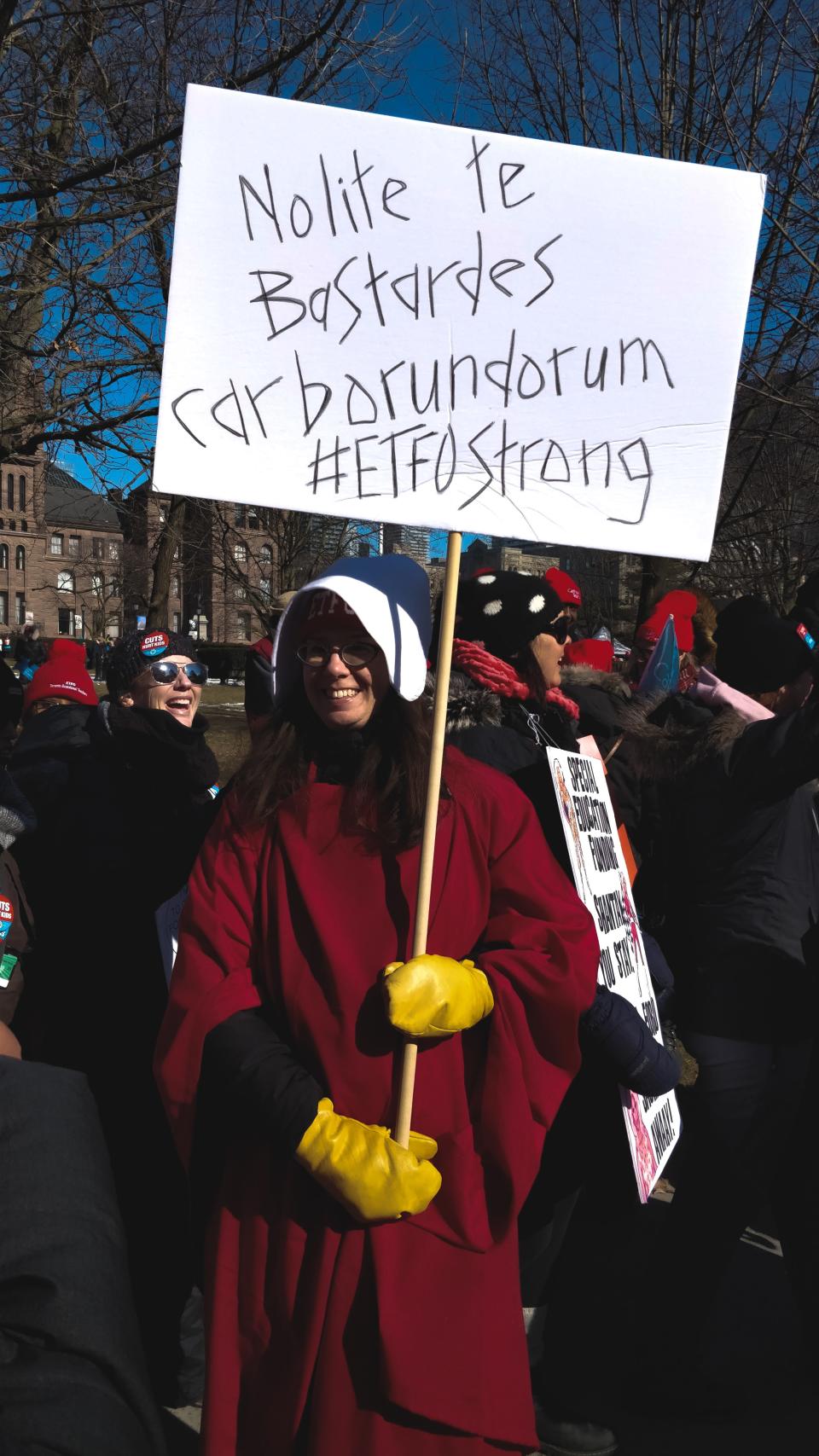 Toronto District School Board teacher Sarah Zubair has been documenting some of the more creative signs at Toronto-area strikes by teachers on her Instagram account, @sarahzubair.co. (Sarah Zubair)