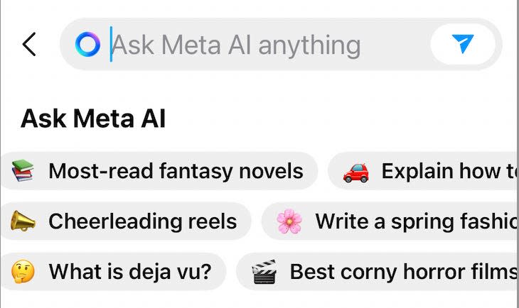 Instagram's Ask Meta IA anything search bar