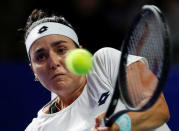 Tennis - Kremlin Cup - Women's singles - Final - Moscow, Russia - October 20, 2018 Ons Jabeur of Tunisia in action against Daria Kasatkina of Russia. REUTERS/Sergei Karpukhin