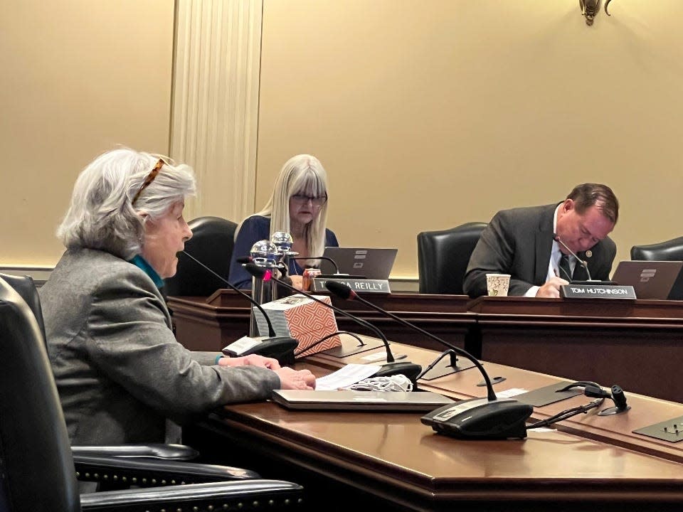 Del. Susan McComas, R-Harford, testifies on a bill to create a task force to propose the Maryland State Song to the House Health and Government Operations Committee in Annapolis on March 14, 2024. “You can certainly make modifications, amendments, and probably make a better bill and more inclusive, but this is just a template,” she told the committee.