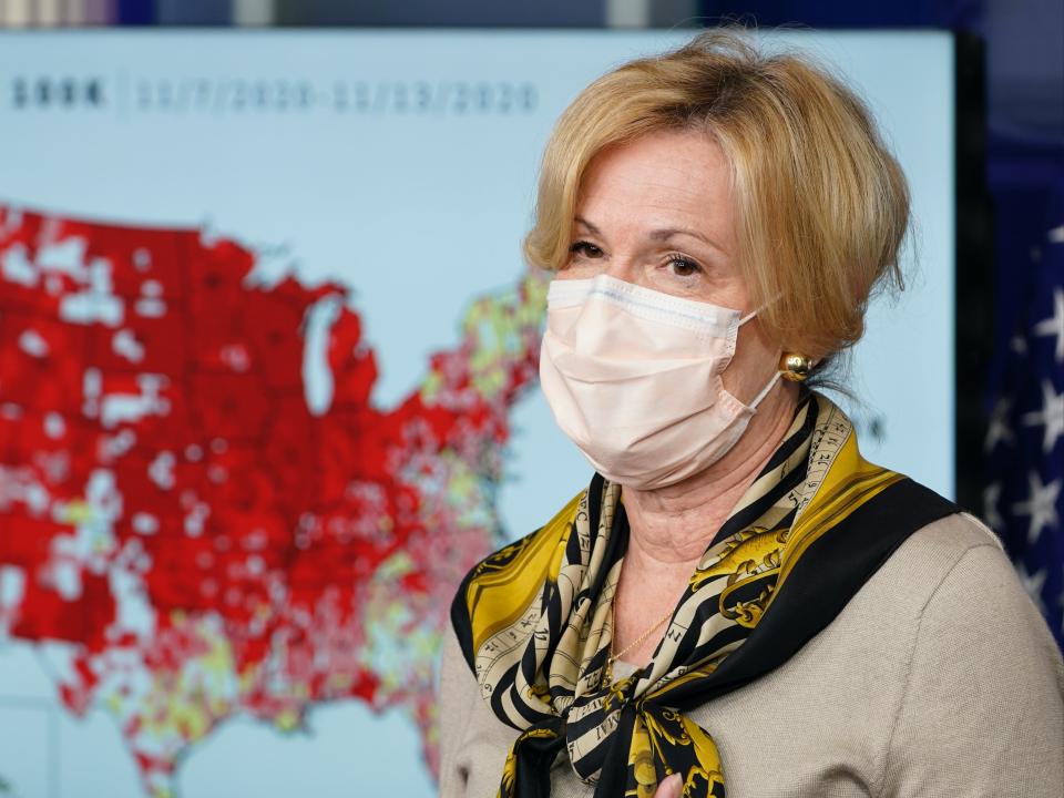 Dr Deborah Birx, coordinator of the White House coronavirus task force, said she hoped to speak with Joe Biden on Monday about the pandemic (AP)