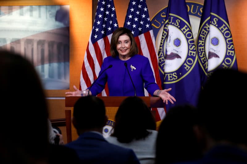 FILE PHOTO: U.S. House Speaker Pelosi holds weekly news conference on Capitol Hill in Washington