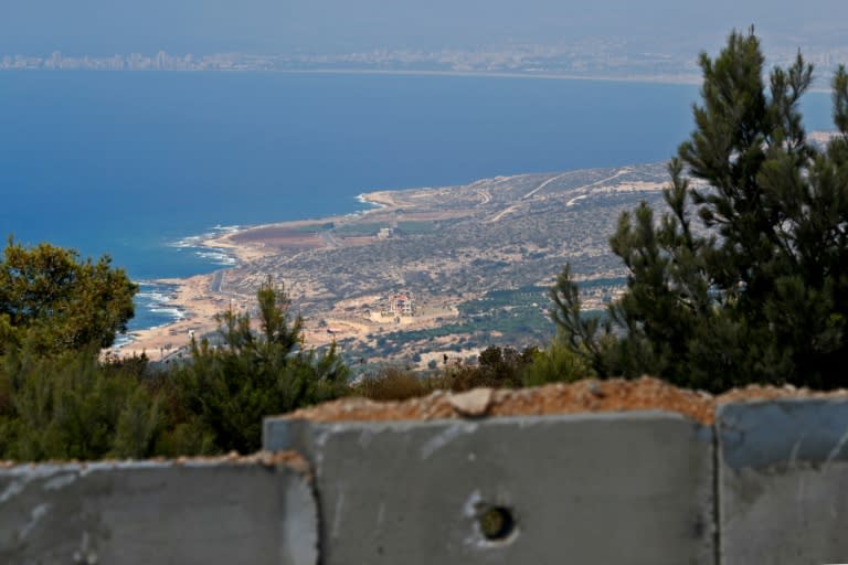 A section of the new wall Israel is building along the Lebanese border lies high in the hills overlooking the Mediterranean coast