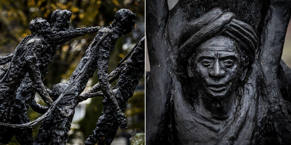 A series of three sculptures in Amsterdam's Oosterpark by Surinamese sculptor Erwin de Vries represents the horror of slavery and the emancipation of the enslaved. (Getty Images file)