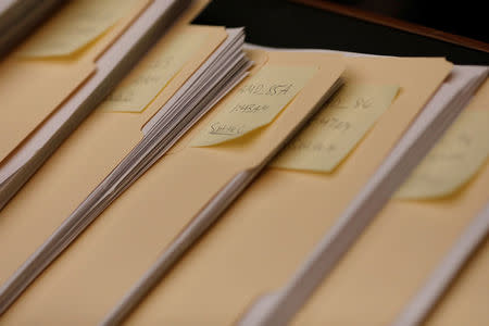 Copies of amendments offered during a marathon House Energy and Commerce Committee hearing on a potential replacement for the Affordable Care Act are seen on Capitol Hill in Washington March 9, 2017. REUTERS/Aaron P. Bernstein