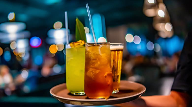 colorful cocktails on tray