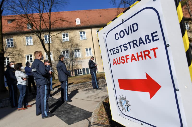 German police attend media conference on COVID-19 vaccination program in Munich