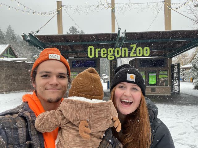 <p>Jacob Roloff Instagram</p> Jacob Roloff and Isabel Rock with their son Mateo at the Oregon Zoo.