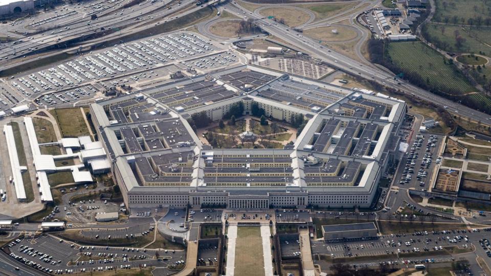 PHOTO: The Pentagon is seen from the air in Washington, US, March 3, 2022. (Joshua Roberts/Reuters)