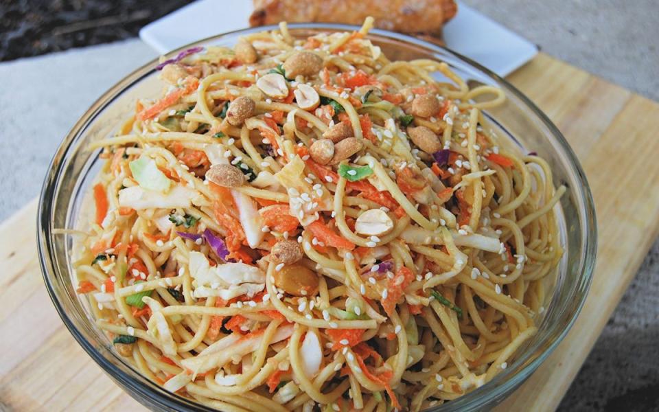 <p>Krista Marshall</p><p>This one is sure to make you the star of the next neighborhood cookout.</p><p><strong>Get the recipe: <a href="https://parade.com/877089/kristamarshall/thai-noodle-salad/" rel="nofollow noopener" target="_blank" data-ylk="slk:Thai Noodle Salad;elm:context_link;itc:0;sec:content-canvas" class="link ">Thai Noodle Salad</a></strong></p>