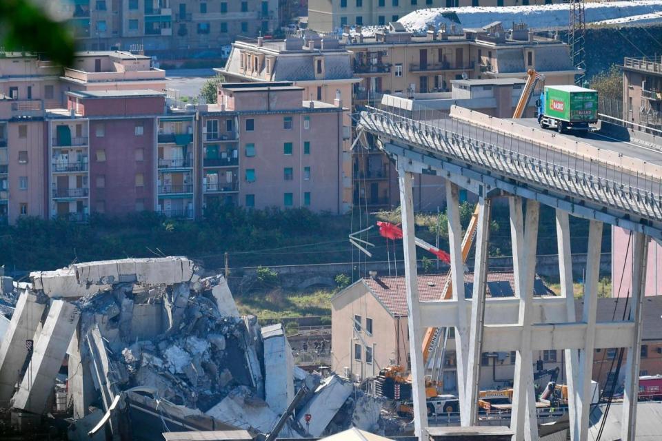 At least 39 people have died following the collapse of the Morandi Bridge (AP)