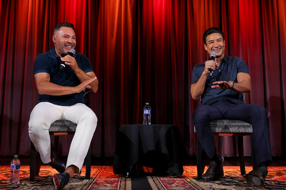 Oscar De La Hoya and Mario Lopez at the exclusive LA screening for the HBO Original 2-Part Documentary The Golden Boy in Los Angeles, CA on Monday, July 17th