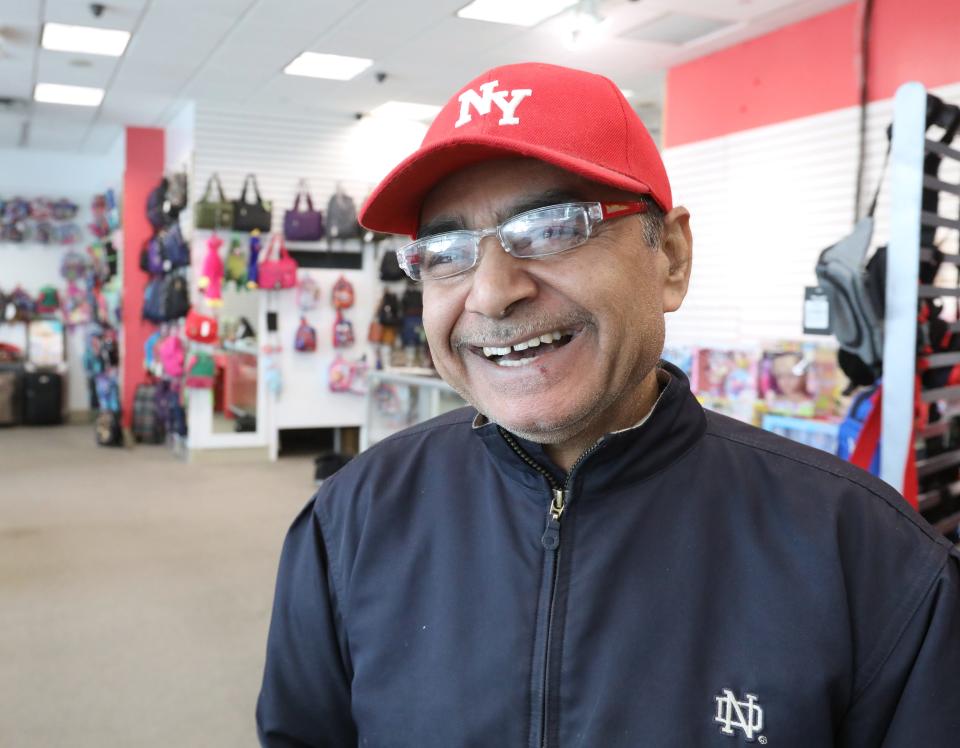 Taj Singh, owner of Luggage n' More at the Galleria in White Plains March 7, 2023. His store has been there for 17 years. While many tenants have moved out, he prefers to stay with the mall for the final days before the mall closes.
