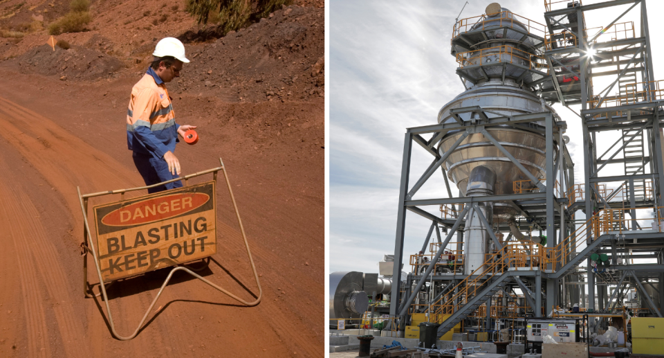 Mining worker next to nickel factory