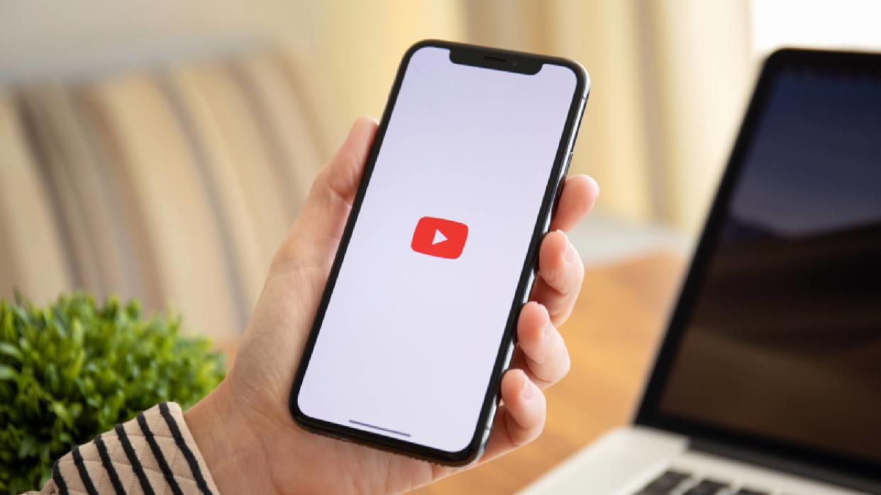  YouTube logo on an iPhone screen 