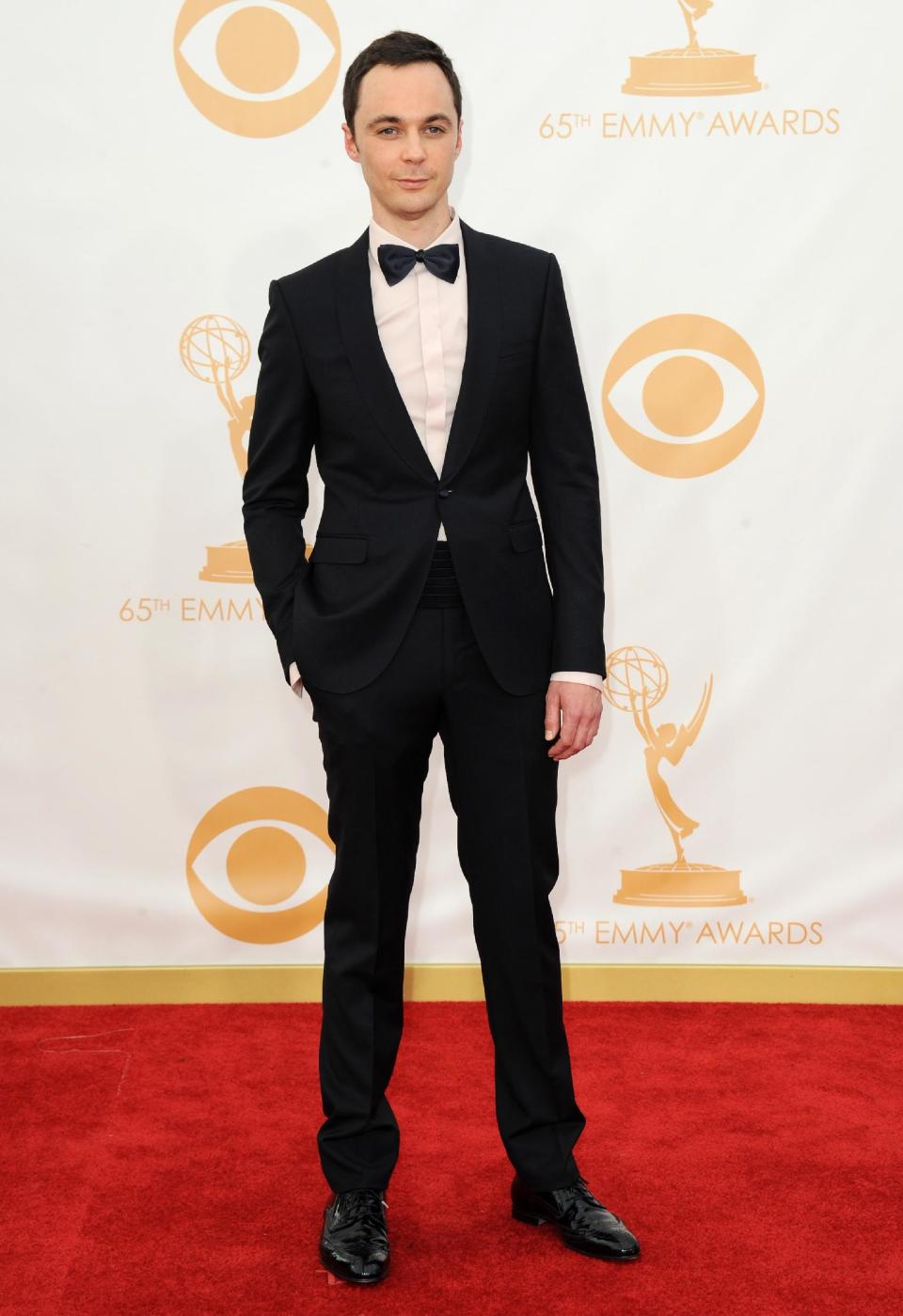 Jim Parsons arrives at the 65th Primetime Emmy Awards at Nokia Theatre on Sunday Sept. 22, 2013, in Los Angeles. (Photo by Jordan Strauss/Invision/AP)