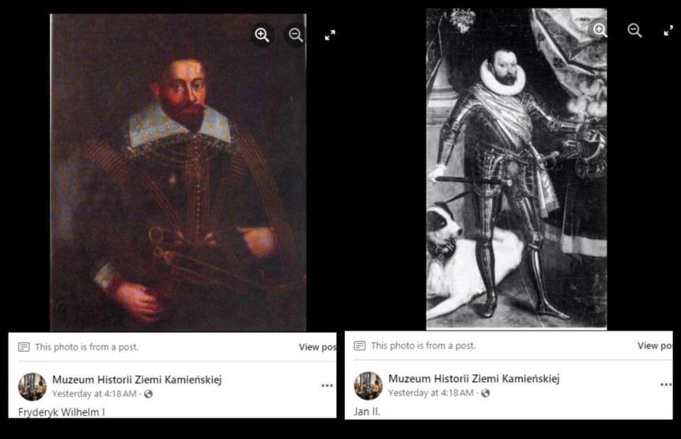 The two princes, Friedrich Wilhelm I (left) and John II (right), ruled the Duchy of Saxony after the death of their father, the museum said. Screengrab from the Muzeum Historii Ziemi Kamieńskiej's Facebook post