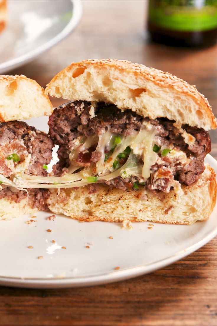 <p>Summer's MVP. </p><p>Get the recipe from <a href="https://www.delish.com/cooking/recipe-ideas/a20876317/best-jalapeno-popper-burgers-recipe/" rel="nofollow noopener" target="_blank" data-ylk="slk:Delish.;elm:context_link;itc:0;sec:content-canvas" class="link ">Delish. </a></p>