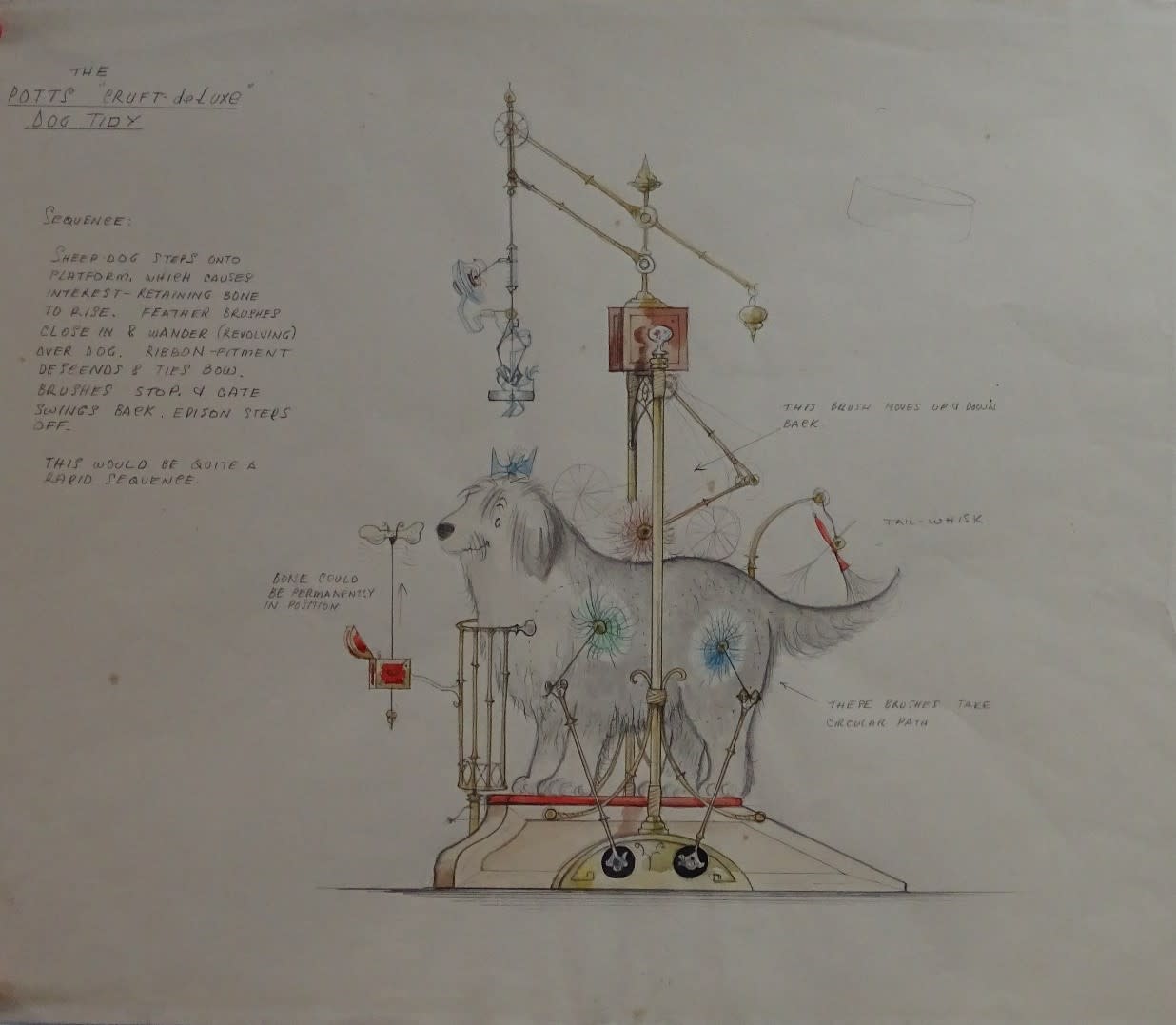 Emmett’s work includes an illustration for ‘The Potts Cruft-de-Luxe Dog Tidy’ which features in the film (Excalibur Auctions/PA)