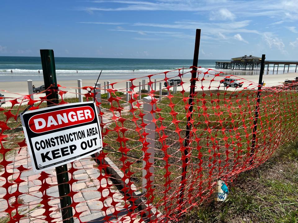 This is the site of the proposed 16-story 74-unit LIV Condos project at 3635 S. Atlantic Ave. in Daytona Beach Shores  north of Sunglow Pier on Tuesday, Sept. 12, 2023. The property which is currently home to six 1970-built rental cottages suffered significant beach erosion during last year's back-to-back tropical storms. Developer Jim Mack hopes to tear down the cottages in early 2024 to make way for the luxury condos.