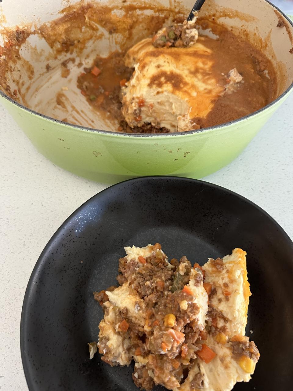 leftovers on the counter and in a bowl.