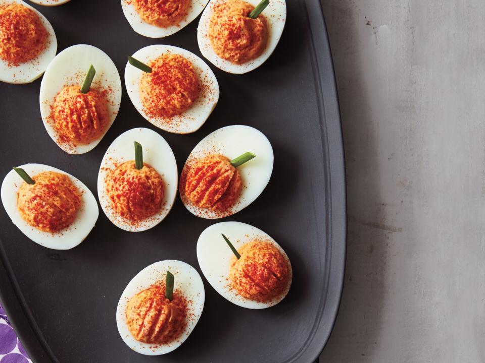 Roasted Red Pepper Deviled Eggs