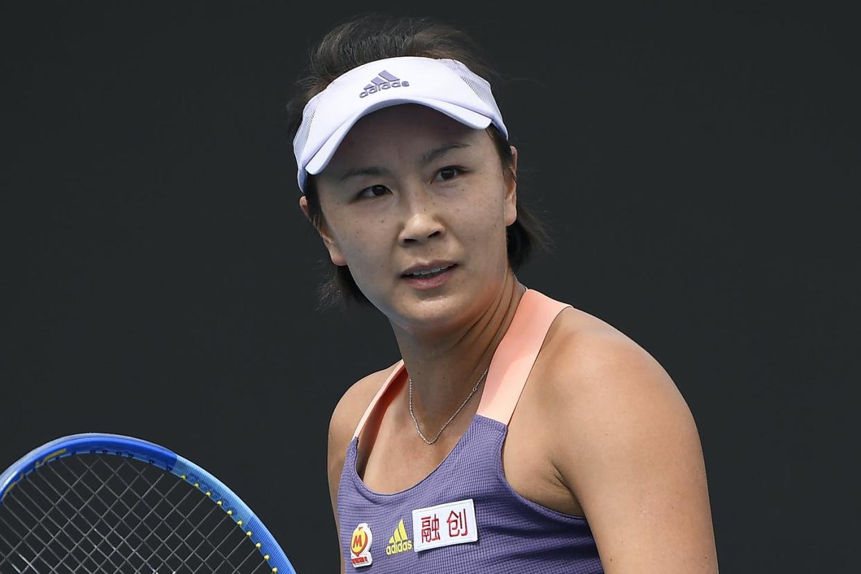 <span class="caption">The editor of a Communist Party newspaper posted a video online that he said showed missing tennis star Peng Shuai as the ruling party tried to quell fears abroad while suppressing information in China about Peng after she accused a senior leader of sexual assault. </span> <span class="attribution"><span class="source">(AP Photo/Andy Brownbill)</span></span>