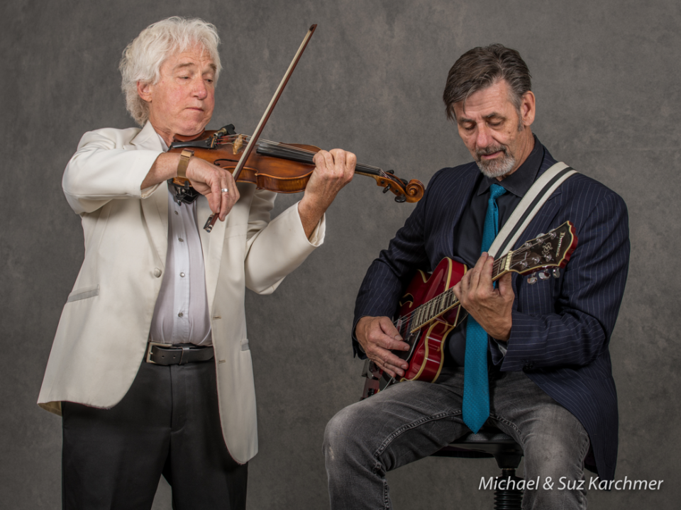 Lary Chaplan, left, and Frank Poranski of Blu Central will host a monthly open mic at Thacher Hall in Yarmouth Port.