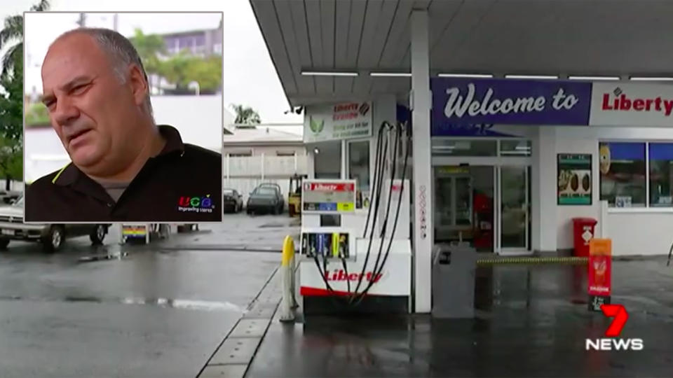 Paul Kelsall (inset), has run the Liberty service station at Grange for four years. Source: 7 News