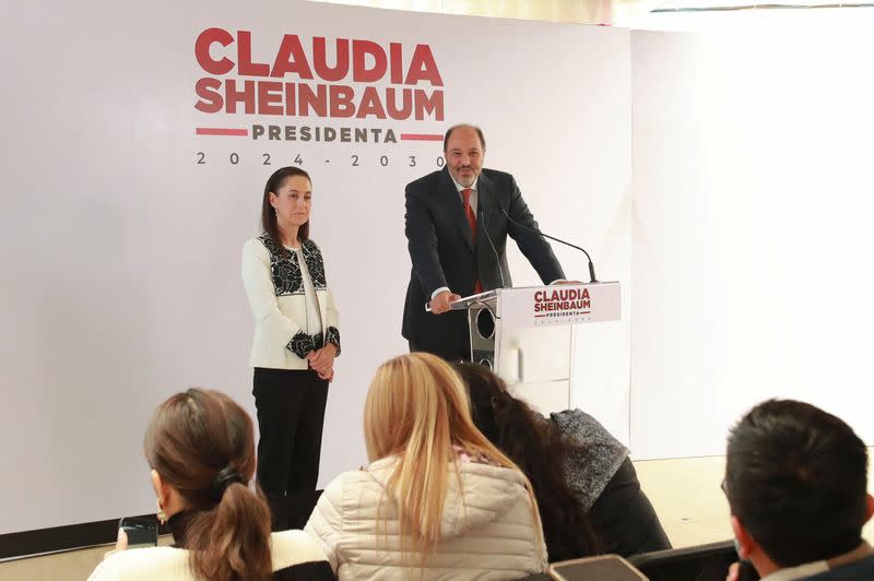 Mexican President-elect Claudia Sheinbaum announces a member of her cabinet in Mexico City