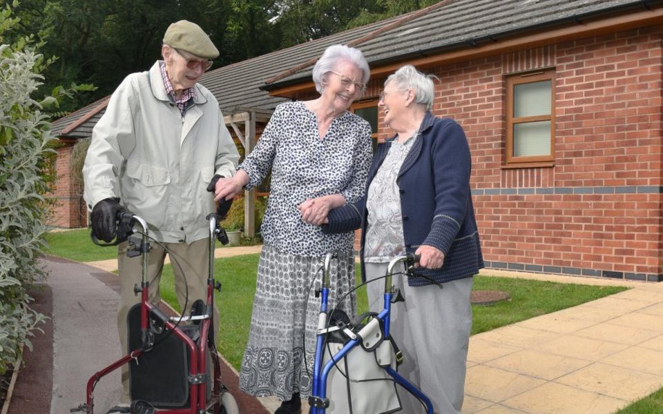 Good neighbours: Norman John, Marjory Derrick (centre) and Barbara McFarlane all live near each other in a retirement village - COPYRIGHT JAY WILLIAMS