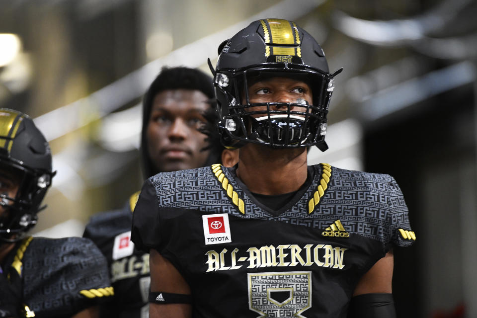 Xzavier Henderson #8 of the East team prepares to play against the West team during the All-American Game on Jan. 04, 2020. (Logan Riely/Getty Images)