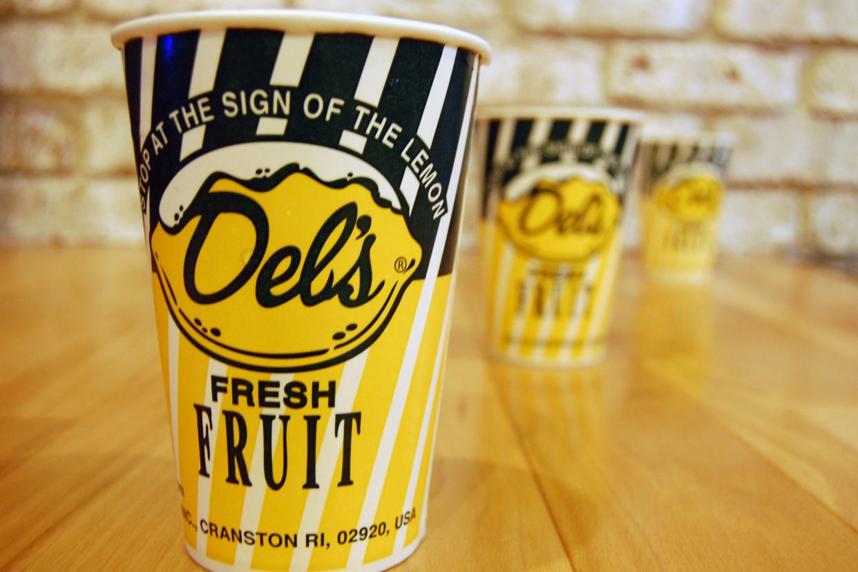 A container of Del's Lemonade in Rhode Island