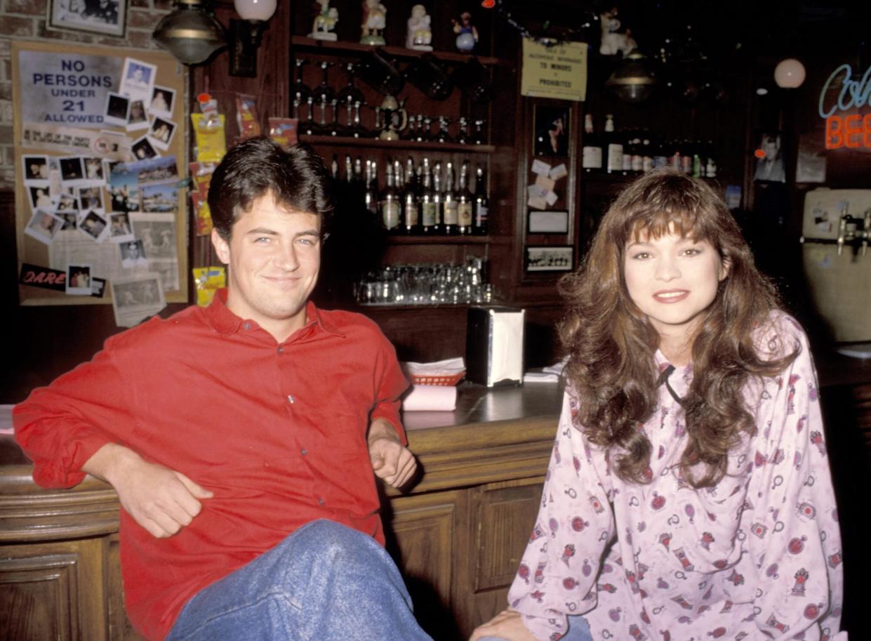 Valerie Bertinelli and Matthew Perry at the Set of "Sydney" in Los Angeles, California (Photo by Jim Smeal/Ron Galella Collection via Getty Images)