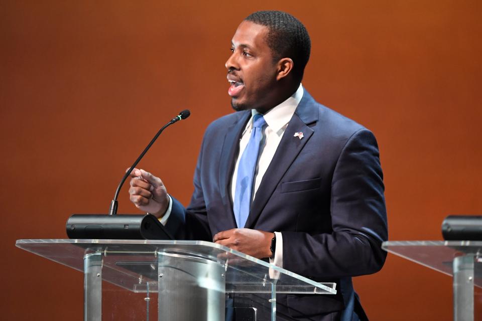 Democratic gubernatorial candidate JB Smiley speaks at a forum hosted by the USA TODAY Network Tennessee in partnership with UT and Lipscomb University, held at the University of Tennessee Knoxville campus, Thursday, May 12, 2022.