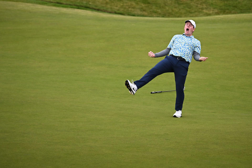 MacIntyre celebrates after his championship-winning putt. (Octavio Passos/Getty Images)